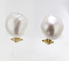 Gump’s Baroque Cultured Pearl, Yellow Gold Earrings