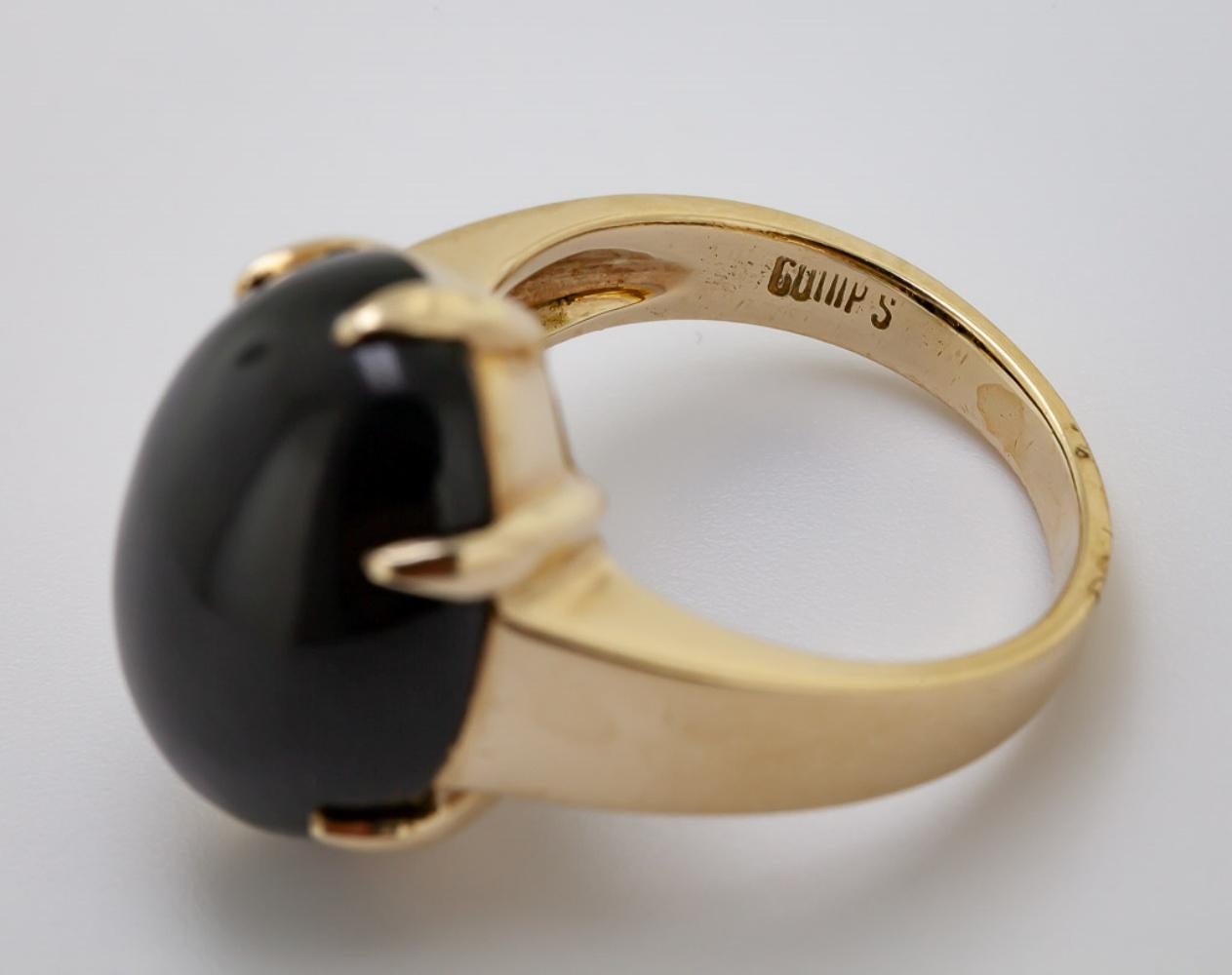 Women's or Men's Gump’s Black Jade, Yellow Gold Ring