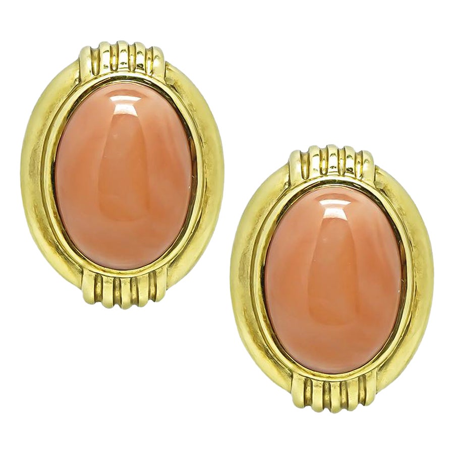 Gumps Coral Gold Earrings