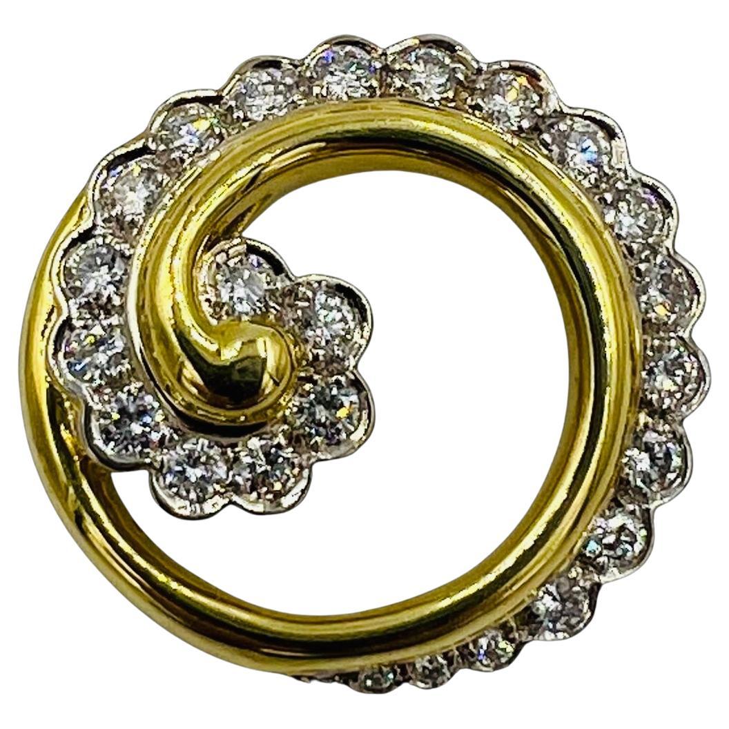 Broche en or jaune 18k avec diamants de Gumps par Ron McNamer