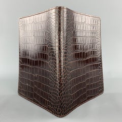 GUMP'S Embossed Brown Leather Book Case / Writing Folder