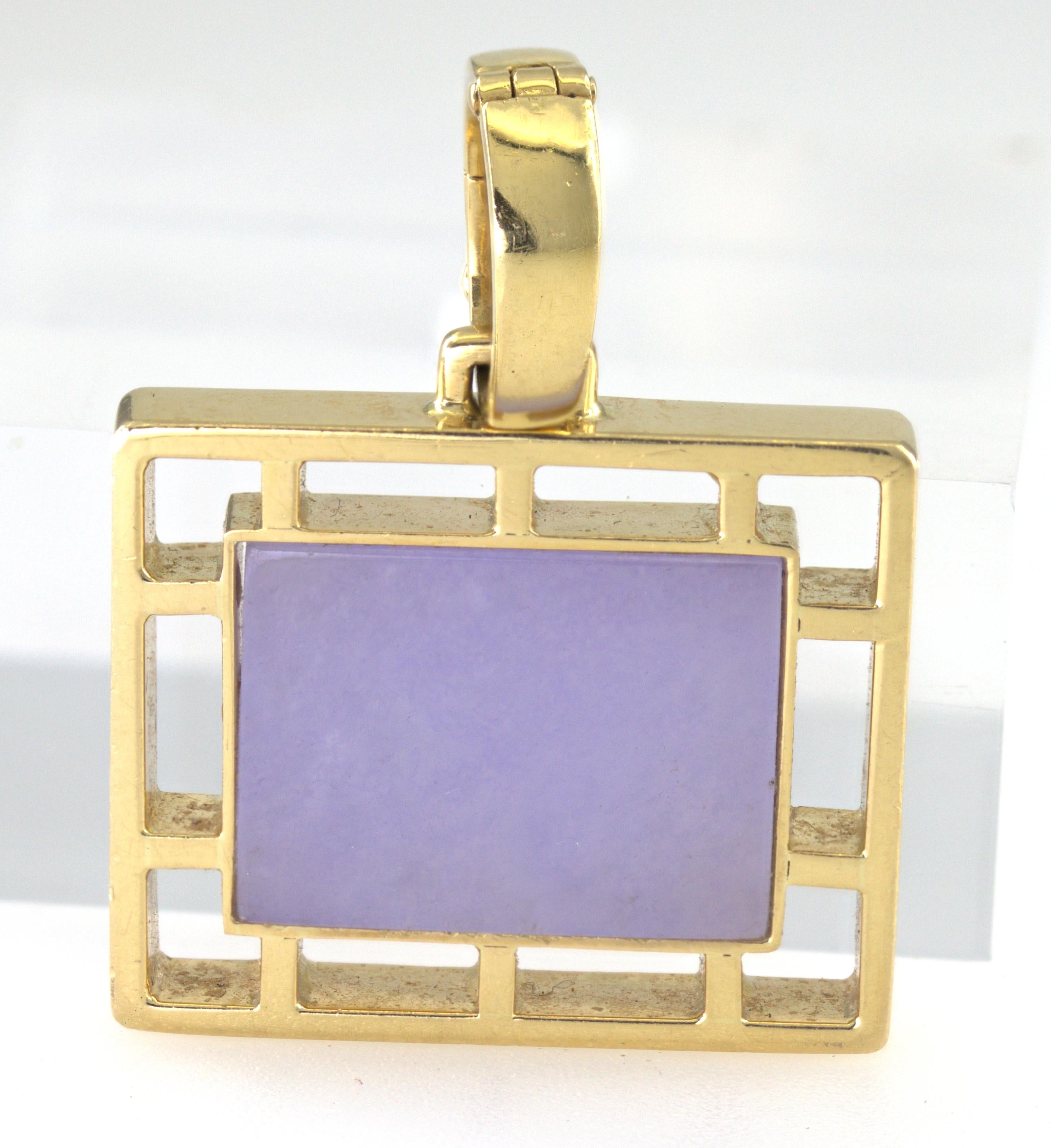 Women's or Men's Gump’s GIA Certified Natural Jadeite Jade, 18K Yellow Gold Pendant-Enhancer For Sale