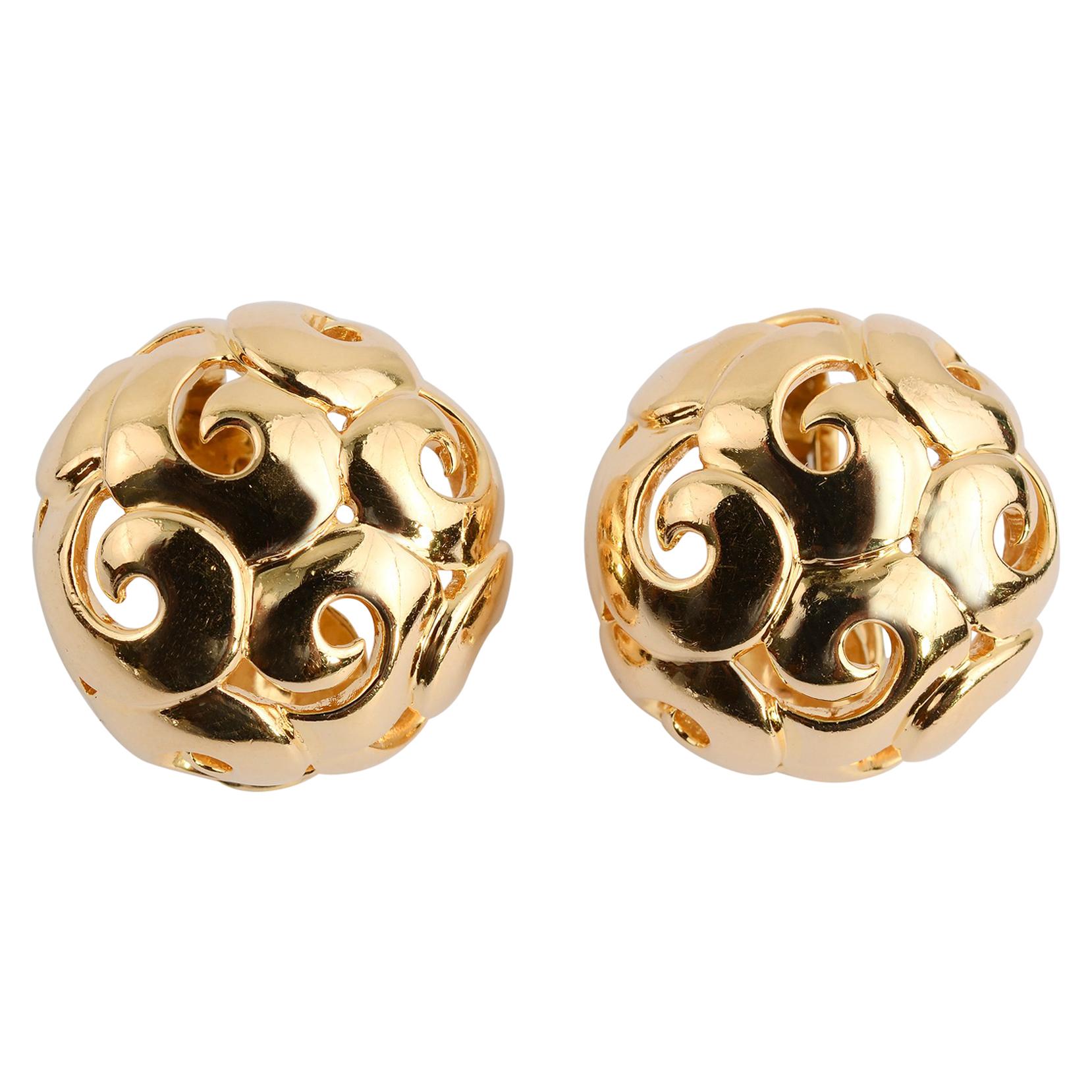Gumps Gold Dome Earrings with Circular Design For Sale