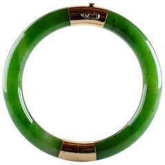 Vintage Gump's Jade Bangle Green Nephrite