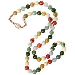 Vintage Gump's Jade Necklace Early Multi-Color Collector's Piece