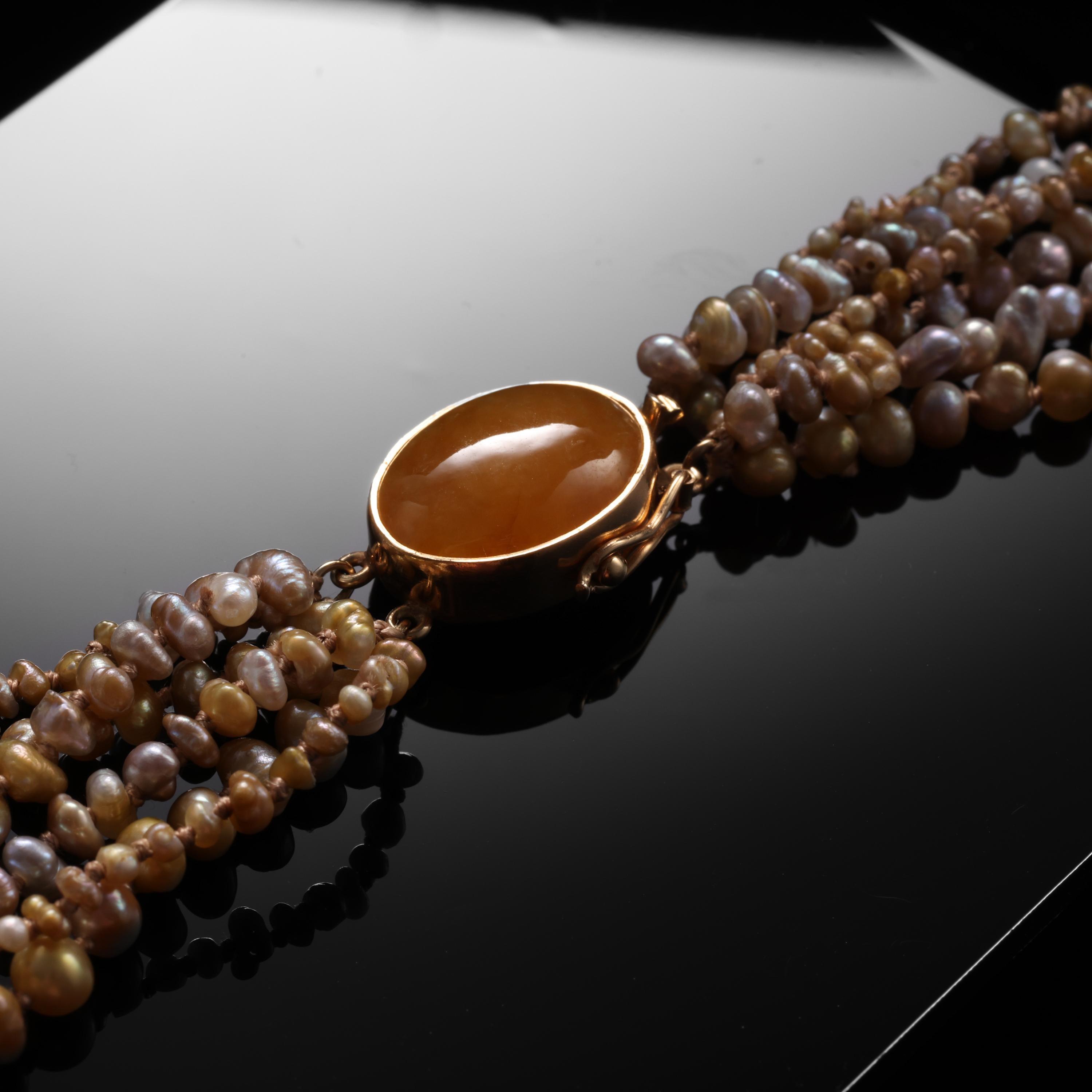 Cabochon Gump's Jade & Pearl Necklace