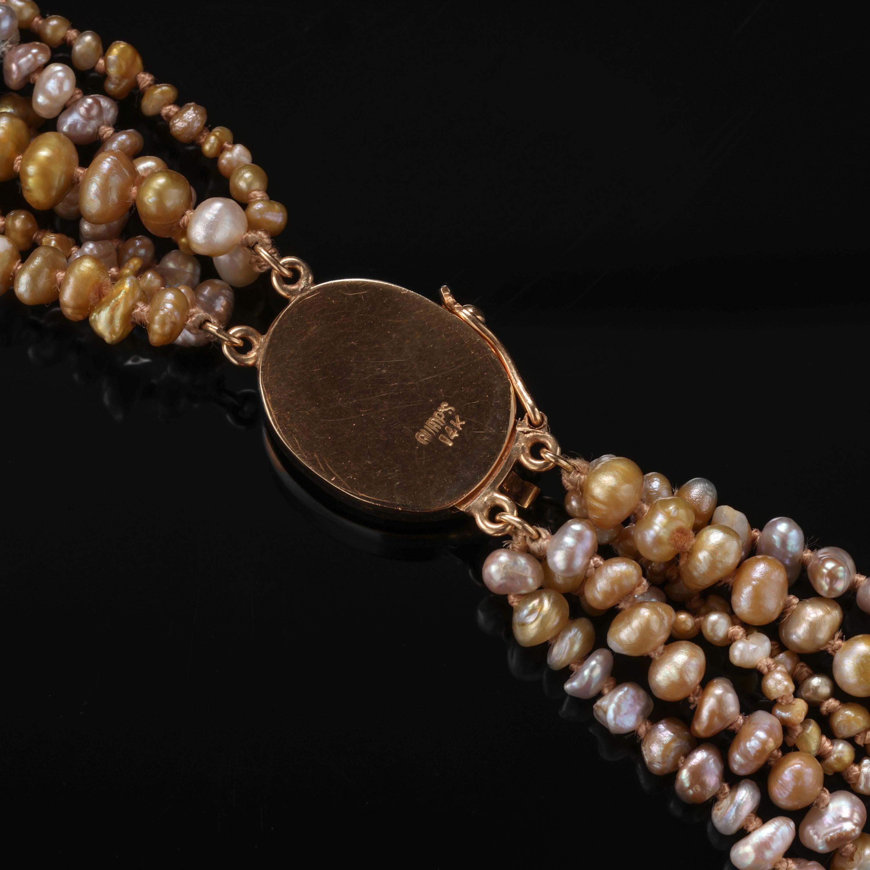 Gump's Jade & Pearl Necklace In Excellent Condition In Southbury, CT