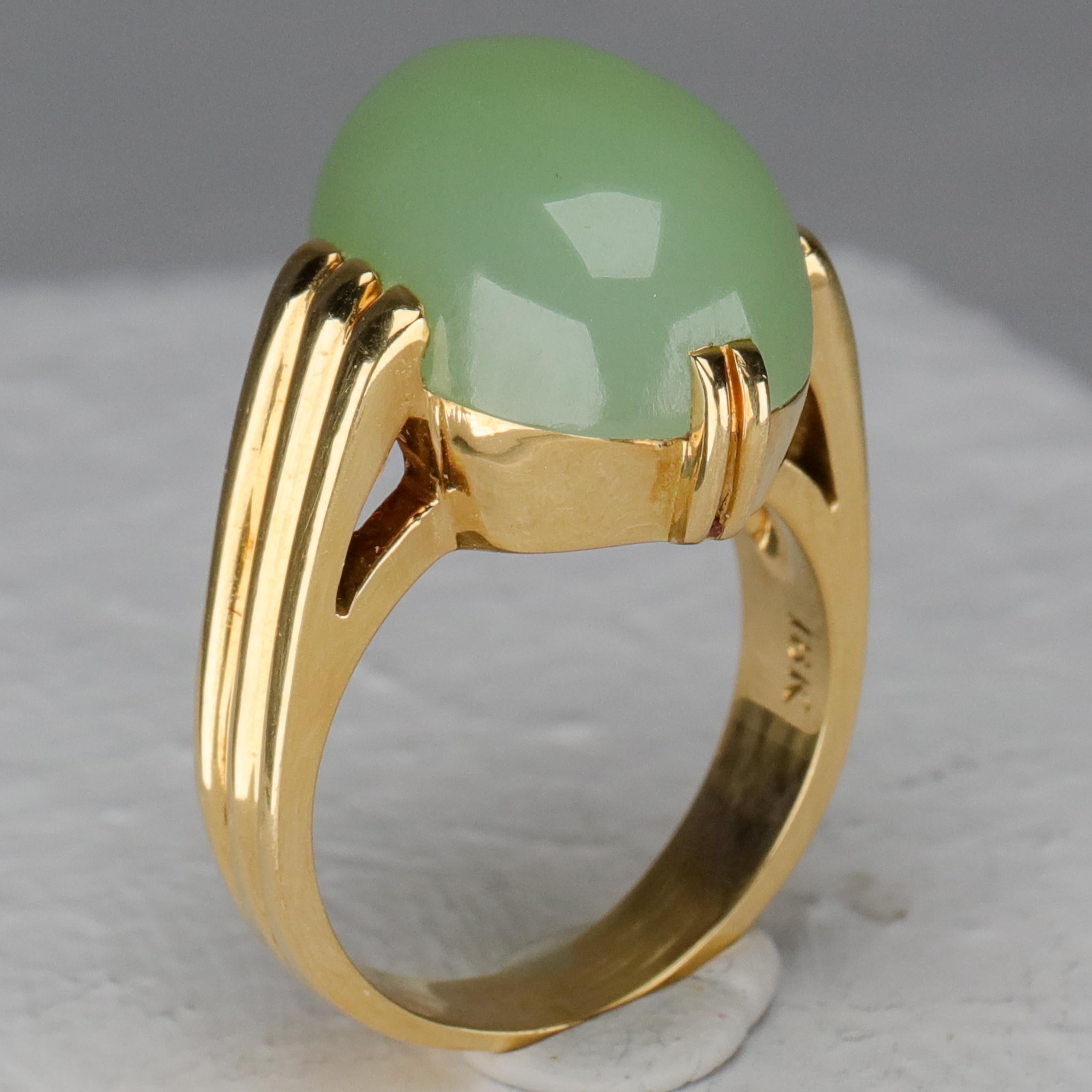 Gump's Jade Ring Rare Art Deco Design 3