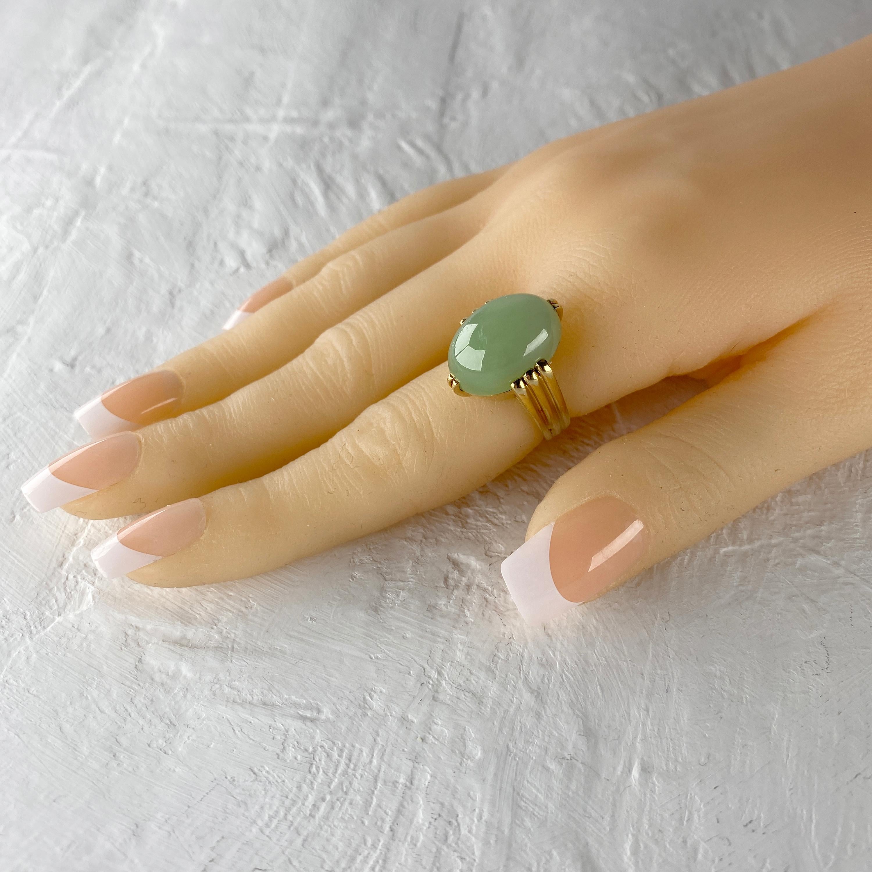 Gump's Jade Ring Rare Art Deco Design 7
