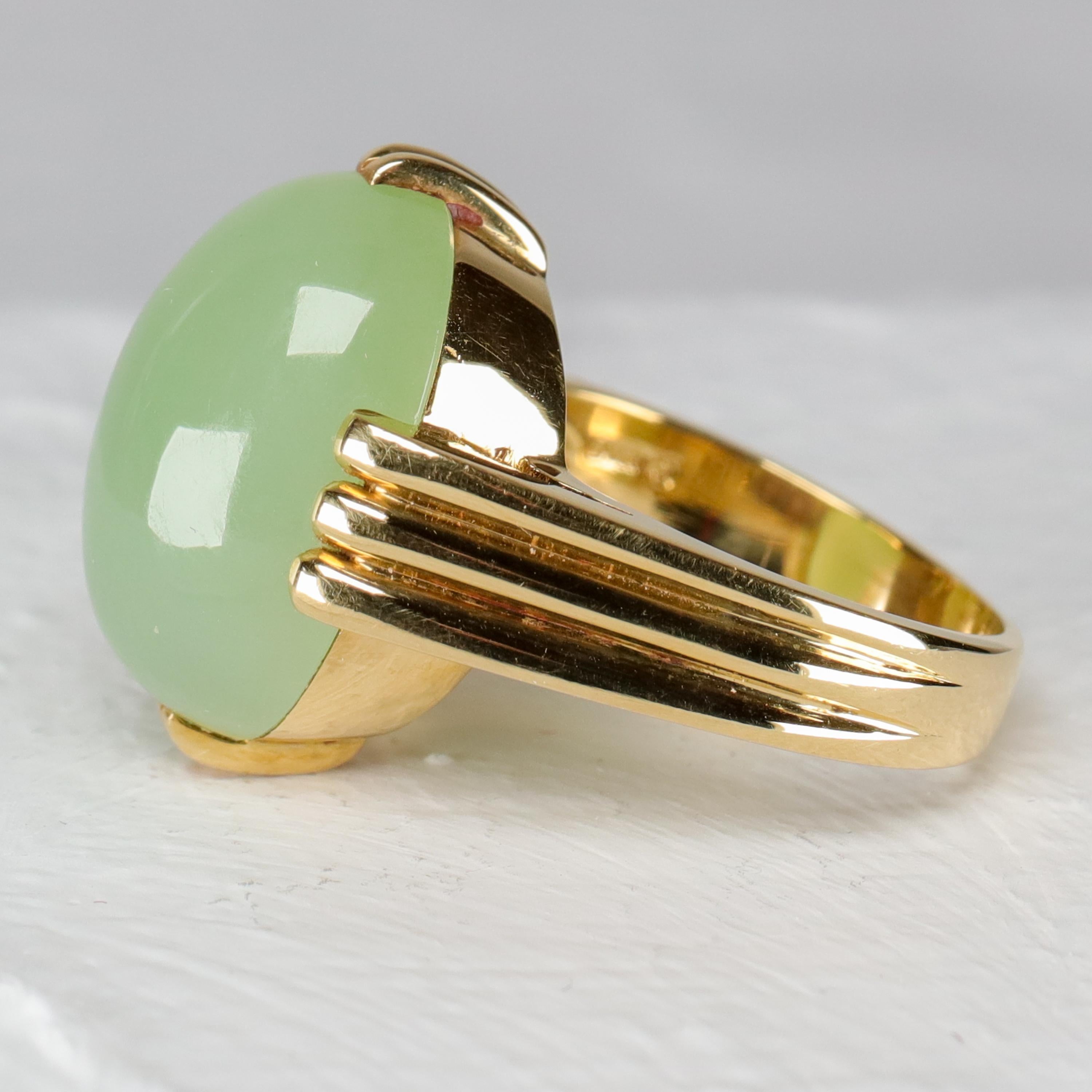Modern Gump's Jade Ring Rare Art Deco Design