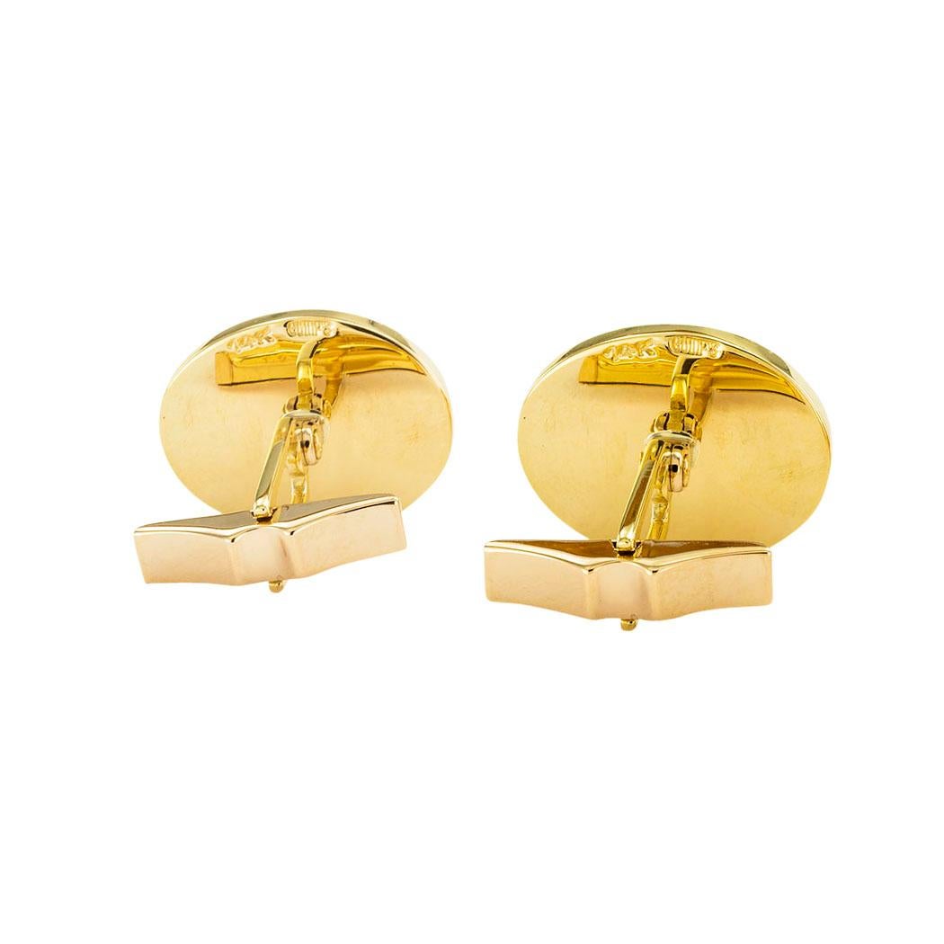 Moderne Gump's Boutons de manchette en or jaune et lapis-lazuli en vente