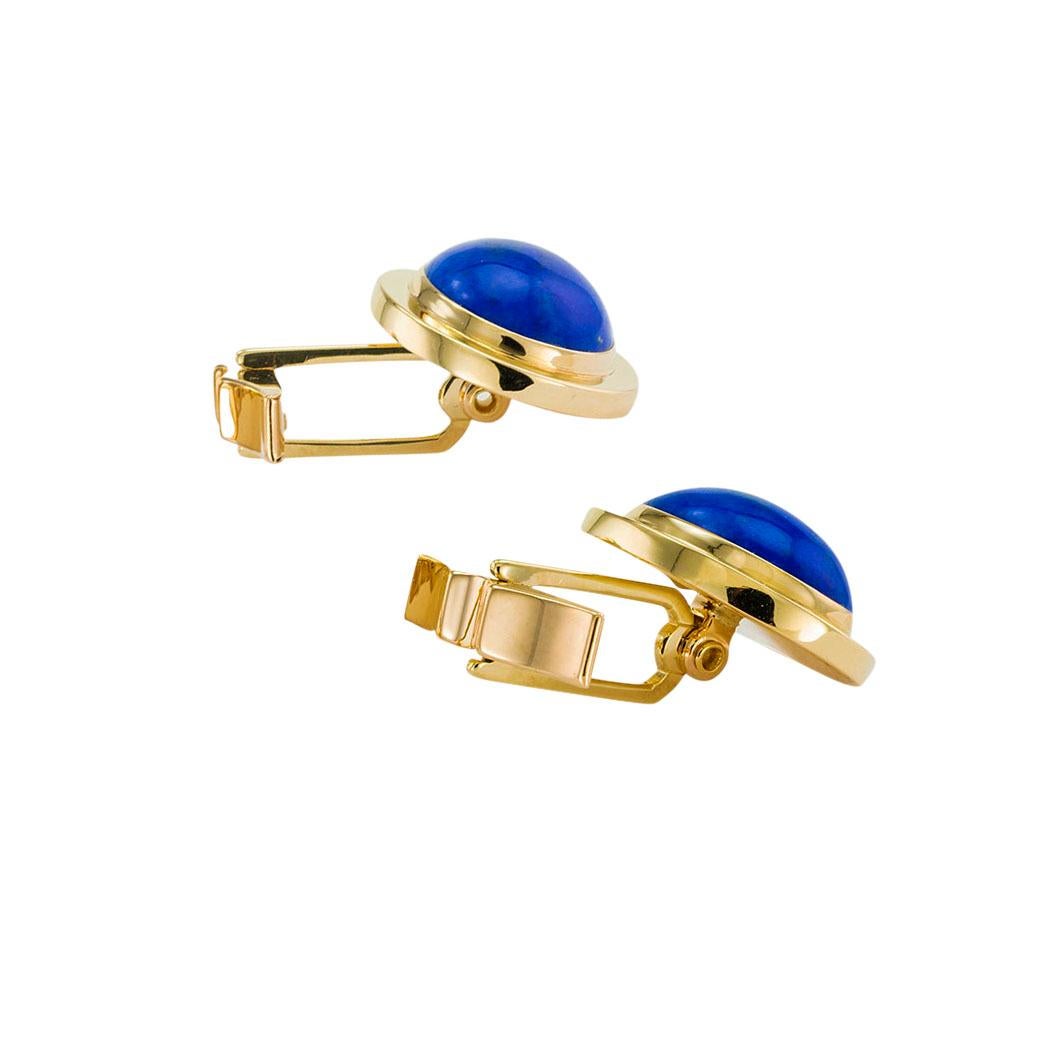 Cabochon Gump's Lapis Lazuli Yellow Gold Cufflinks For Sale