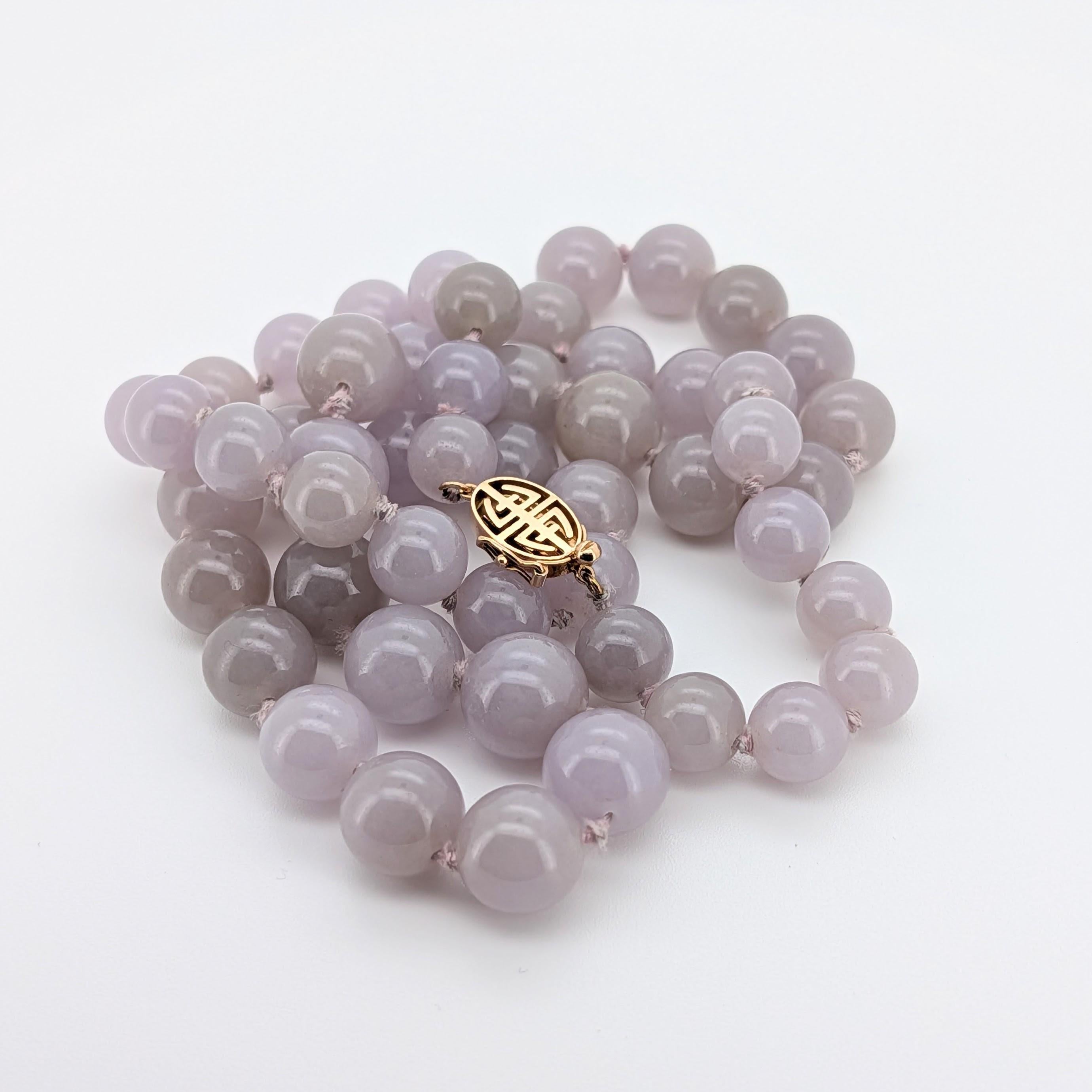 Perlina Collana in giadeite color lavanda di Gump, metà secolo, straordinaria in vendita