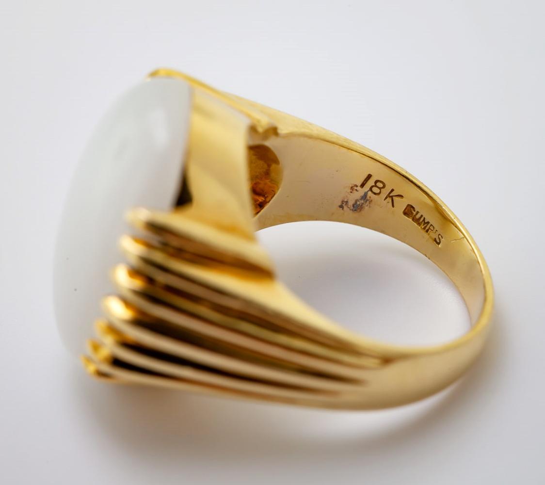 Women's or Men's Gump’s Natural Jadeite Jade “Mason Kay Report Certified” Yellow Gold Ring