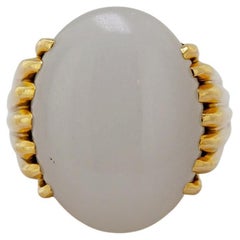 Gump’s Natural Jadeite Jade “Mason Kay Report Certified” Yellow Gold Ring