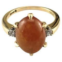 Vintage Gump's of San Francisco 14K Yellow Gold Jadeite & Diamond Ring Size 6.5 #19059