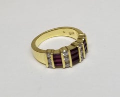 Gumps of San Francisco Ruby and Diamond Channel Set Ring in 18k Yellow Gold