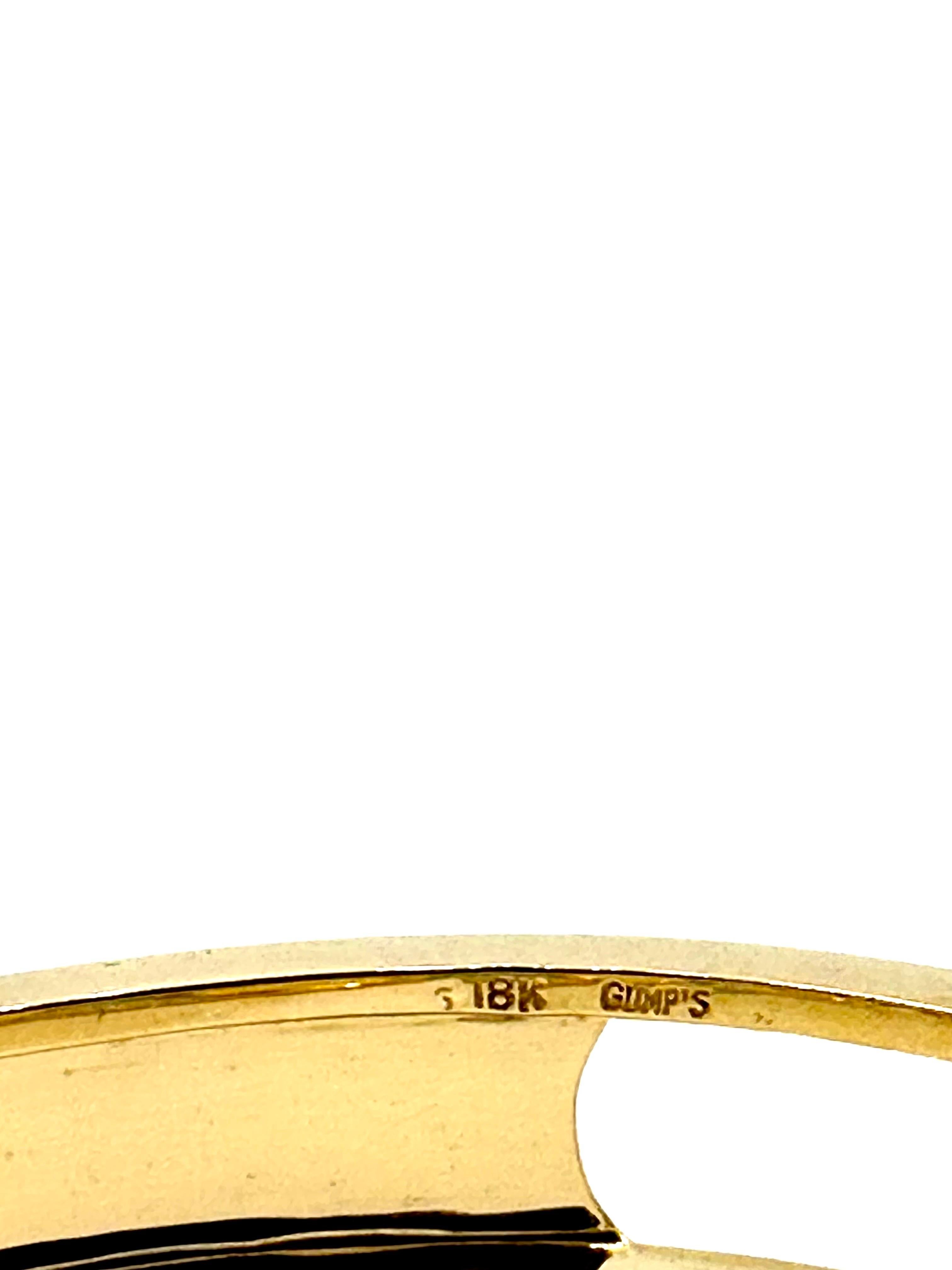 Gumps Round Brilliant Diamond and Coin Pearl 18k Yellow Gold Bangle Bracelet In Excellent Condition In Chevy Chase, MD
