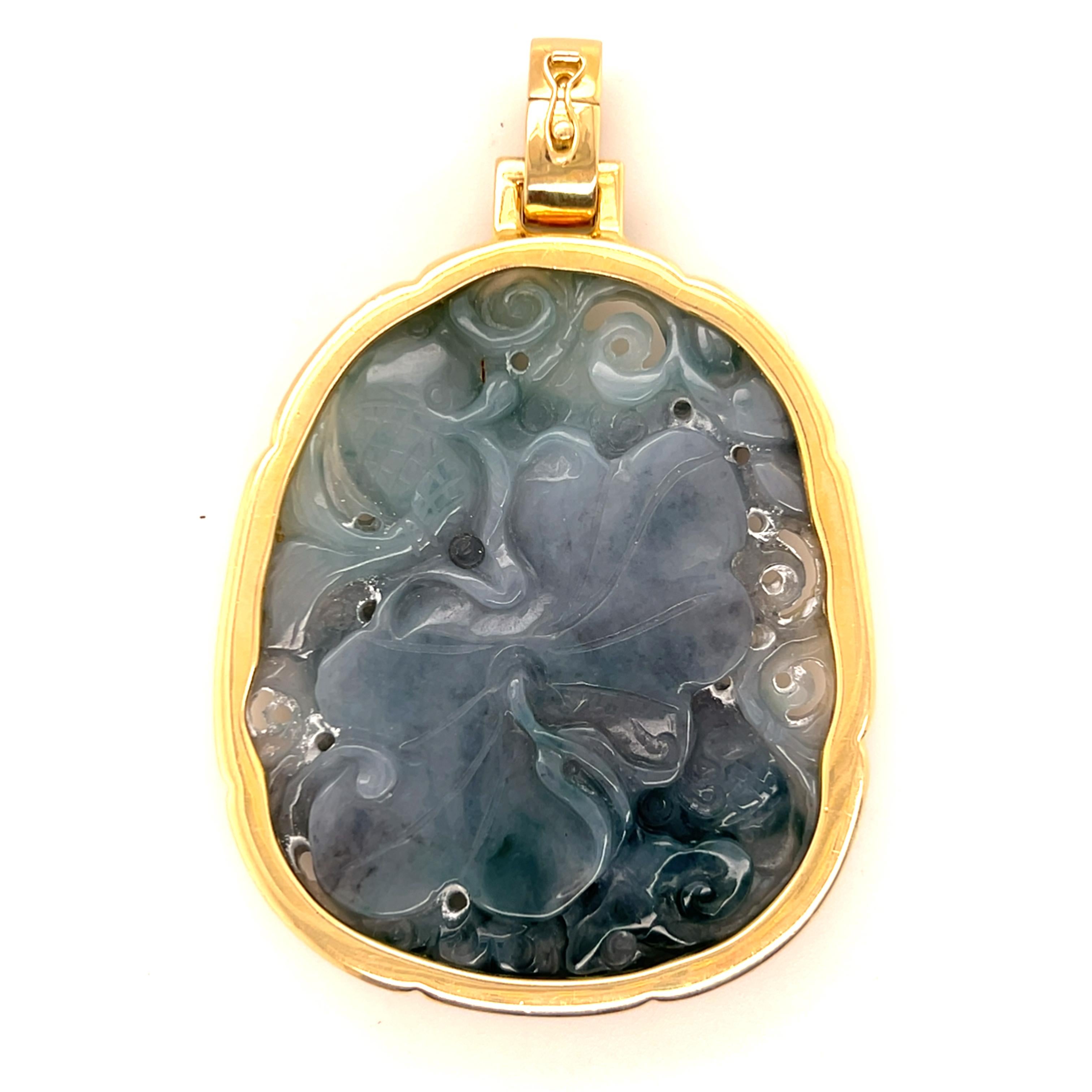 Gump's San Francisco Contemporary Jade and 14k Yellow Gold Pendant 6