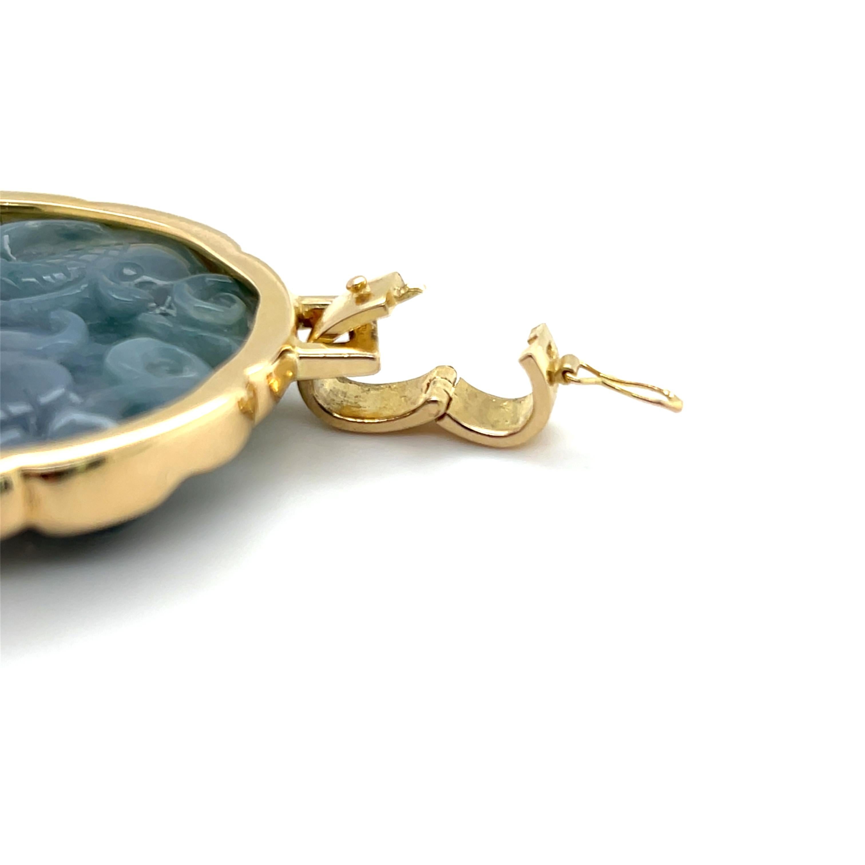 Gump's San Francisco Contemporary Jade and 14k Yellow Gold Pendant 7