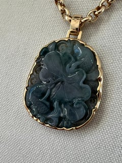 Gump's San Francisco Contemporary Jade and 14k Yellow Gold Pendant
