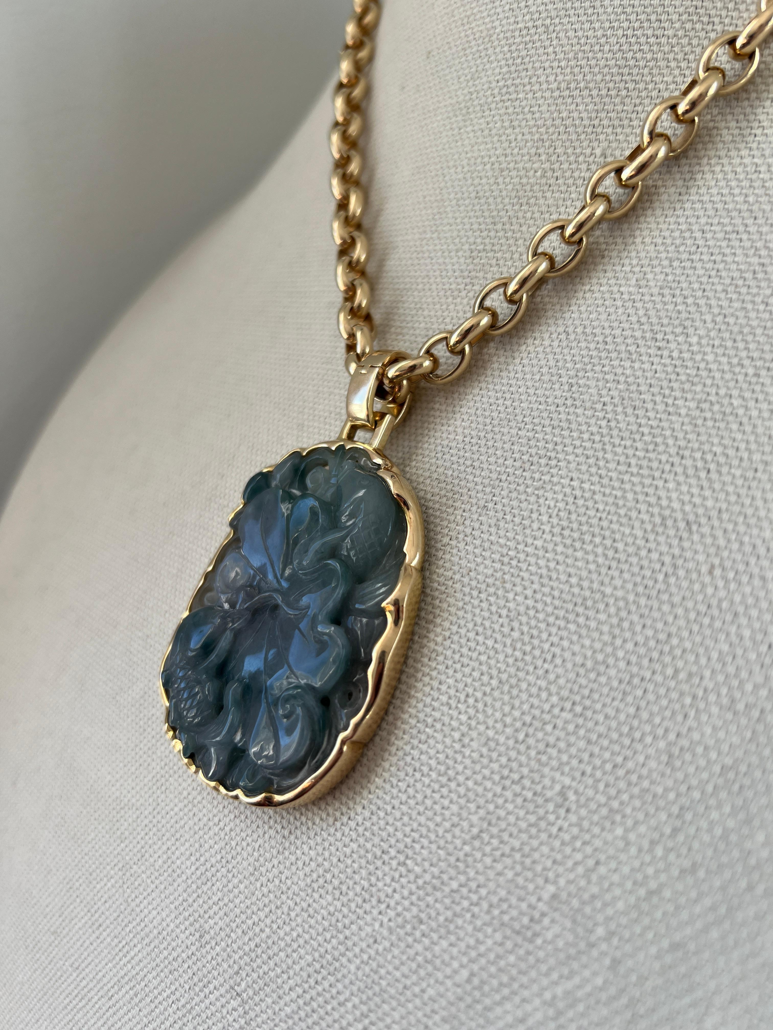 Tumbled Gump's San Francisco Contemporary Jade and 14k Yellow Gold Pendant