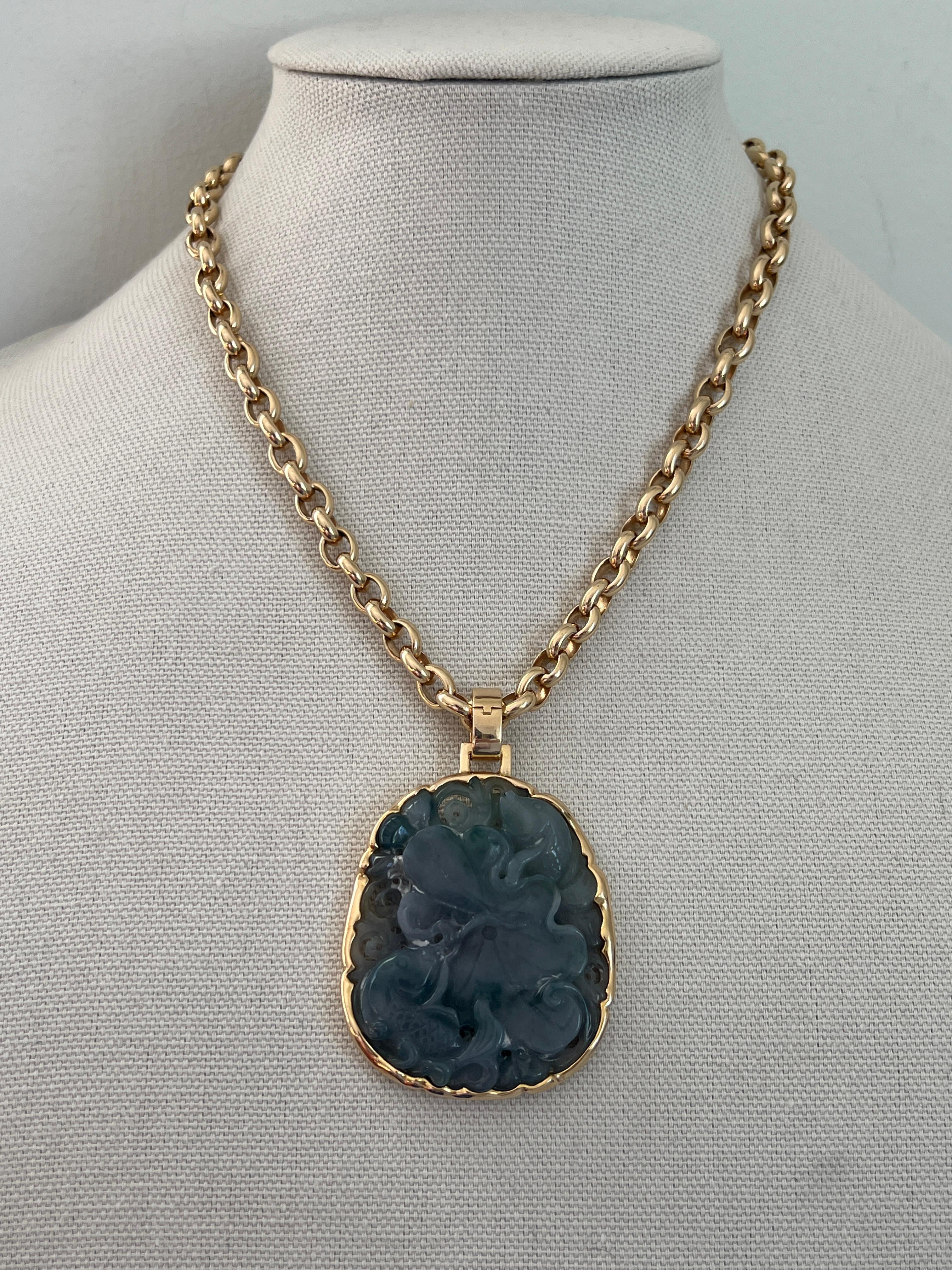 Women's or Men's Gump's San Francisco Contemporary Jade and 14k Yellow Gold Pendant