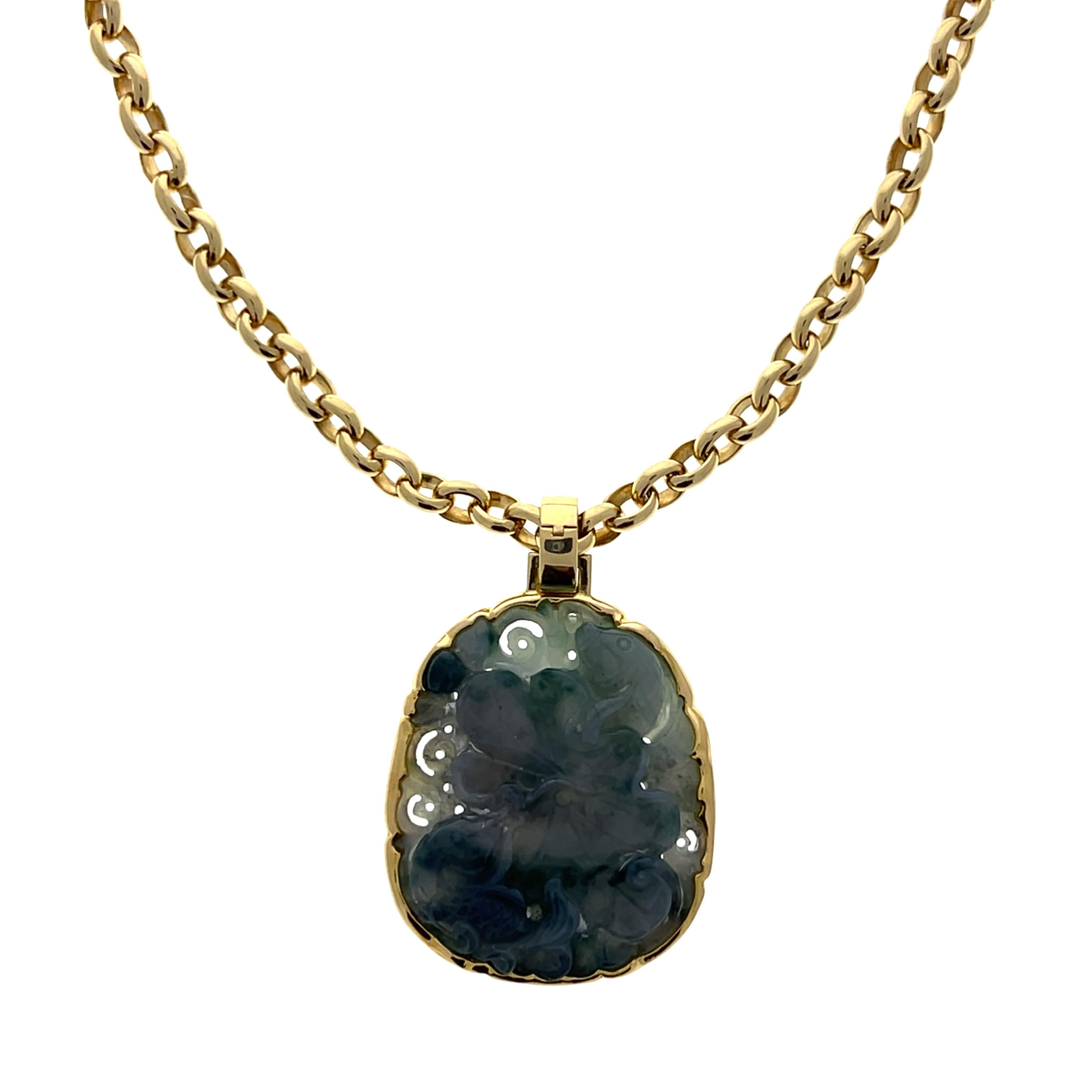 Gump's San Francisco Contemporary Jade and 14k Yellow Gold Pendant 3