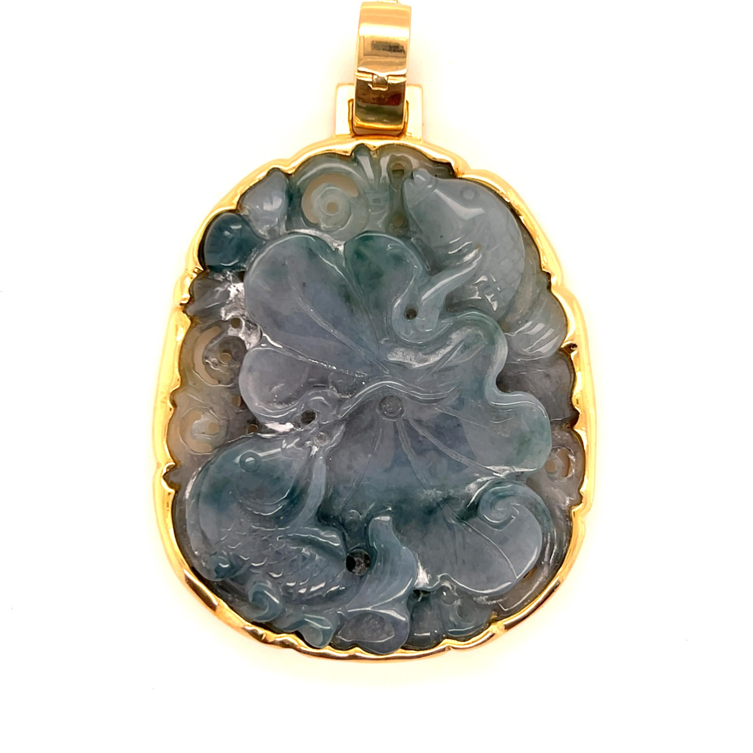 Gump's San Francisco Contemporary Jade and 14k Yellow Gold Pendant 4