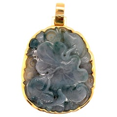 Gump's San Francisco Contemporary Jade and 14k Yellow Gold Pendant