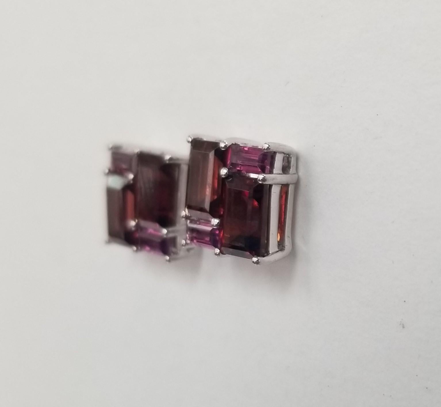 Seller Notes: “IN VERY GOOD CONDITION”
Style: Stud
Base Metal: Sterling Silver
Type :Earrings
Main Stone Color: Red 8 emerald cut Multi-color Tourmaline total weight 3.00cts.
Metal: white 
Dimensions: 9mm x9 mm
Brand: GUMP'S

