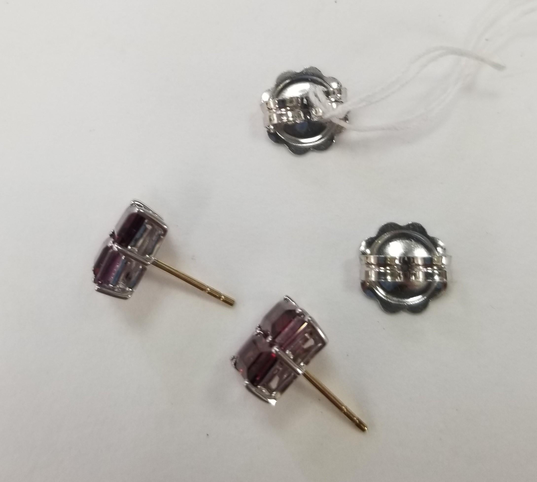 Emerald Cut Gump's Sterling Silver Multi-color Tourmaline Square Earrings