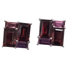 Gump's Sterling Silver Multi-color Tourmaline Square Earrings