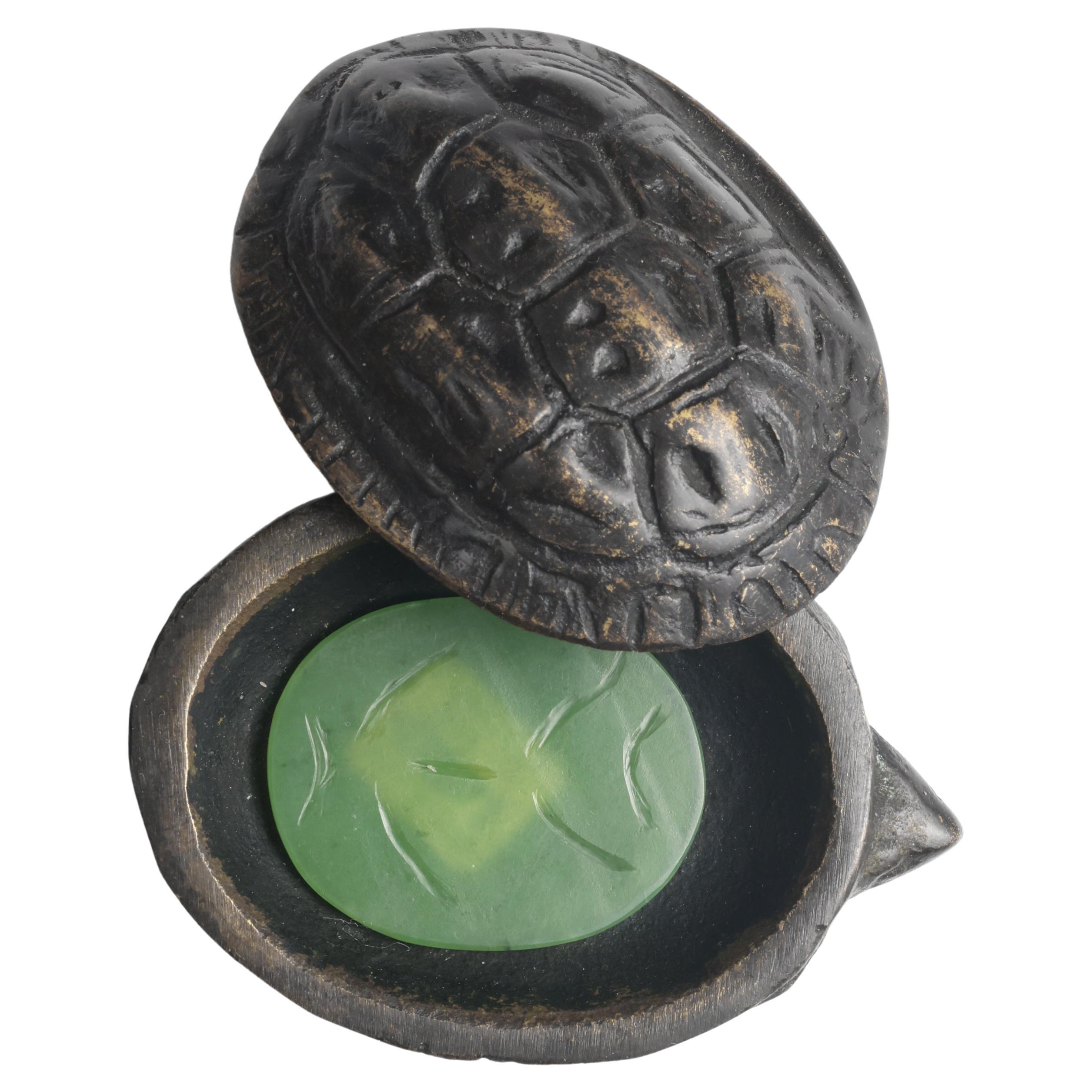 Gump's Treasure Box Tortoise & Jade  For Sale
