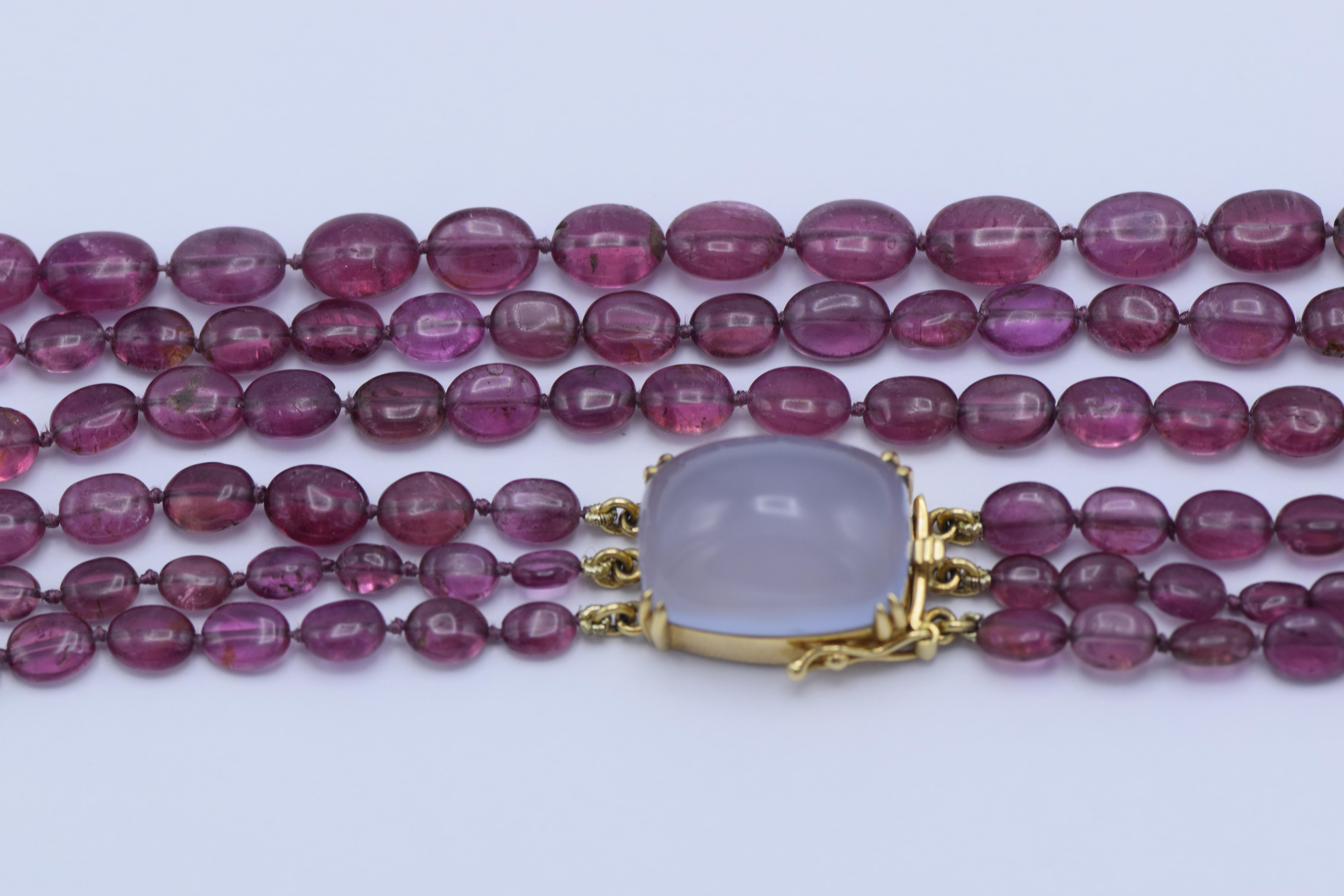 Gump's Tourmaline and Rose Quartz Necklace In Excellent Condition In New York, NY