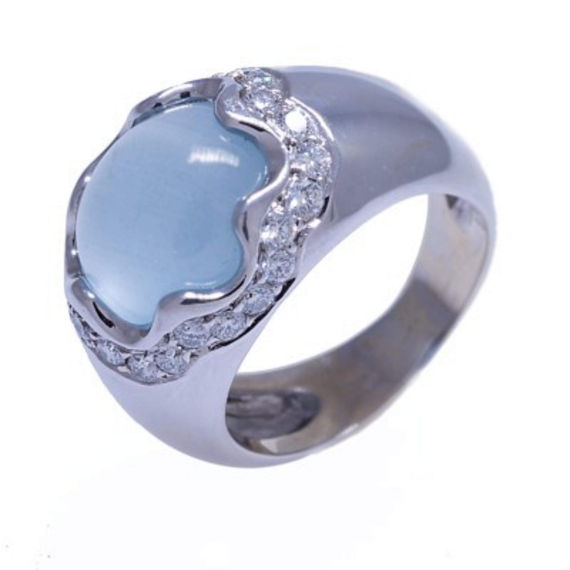 Gumuchian 18 Karat Aquamarine and Diamond Ring For Sale