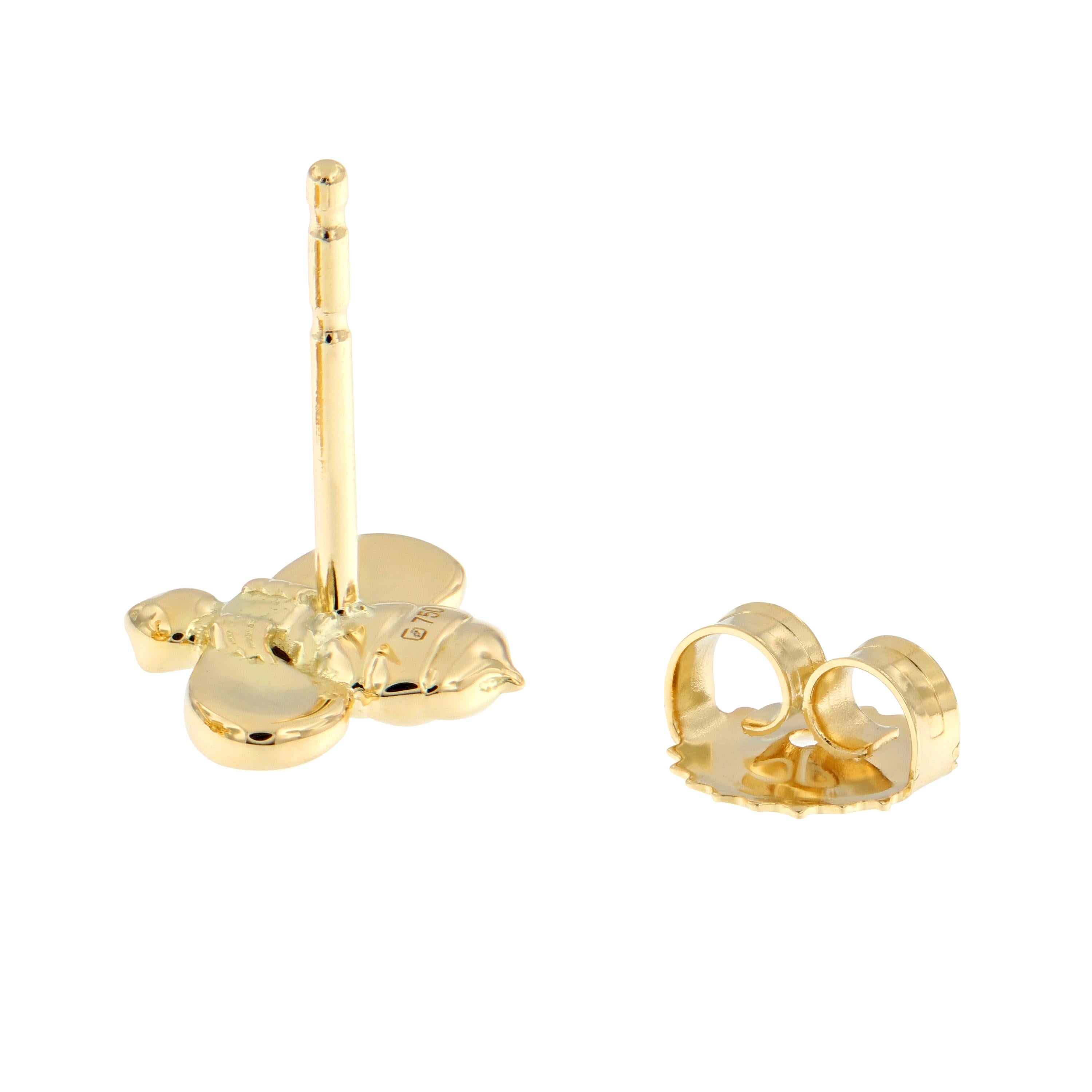 Gumuchian 18 Karat Yellow Gold Honeybee “B” Stud Earrings In New Condition For Sale In Troy, MI