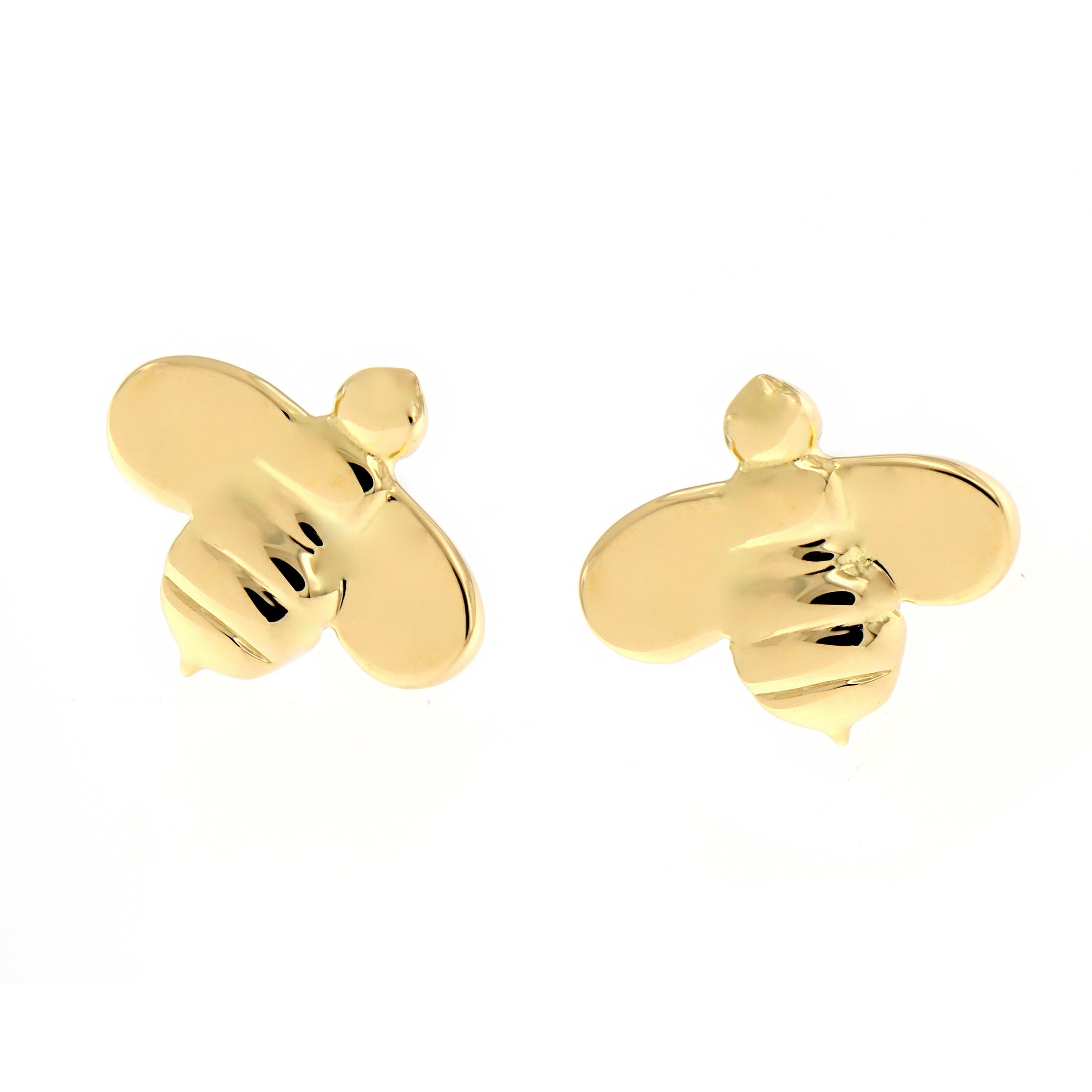 Gumuchian 18 Karat Yellow Gold Honeybee “B” Stud Earrings