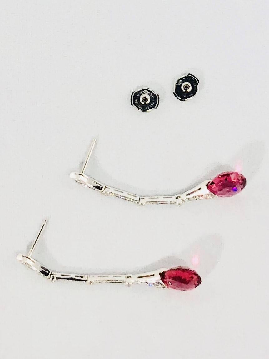 Gumuchian Diamond Pink Tourmaline Stiletto Earrings 5