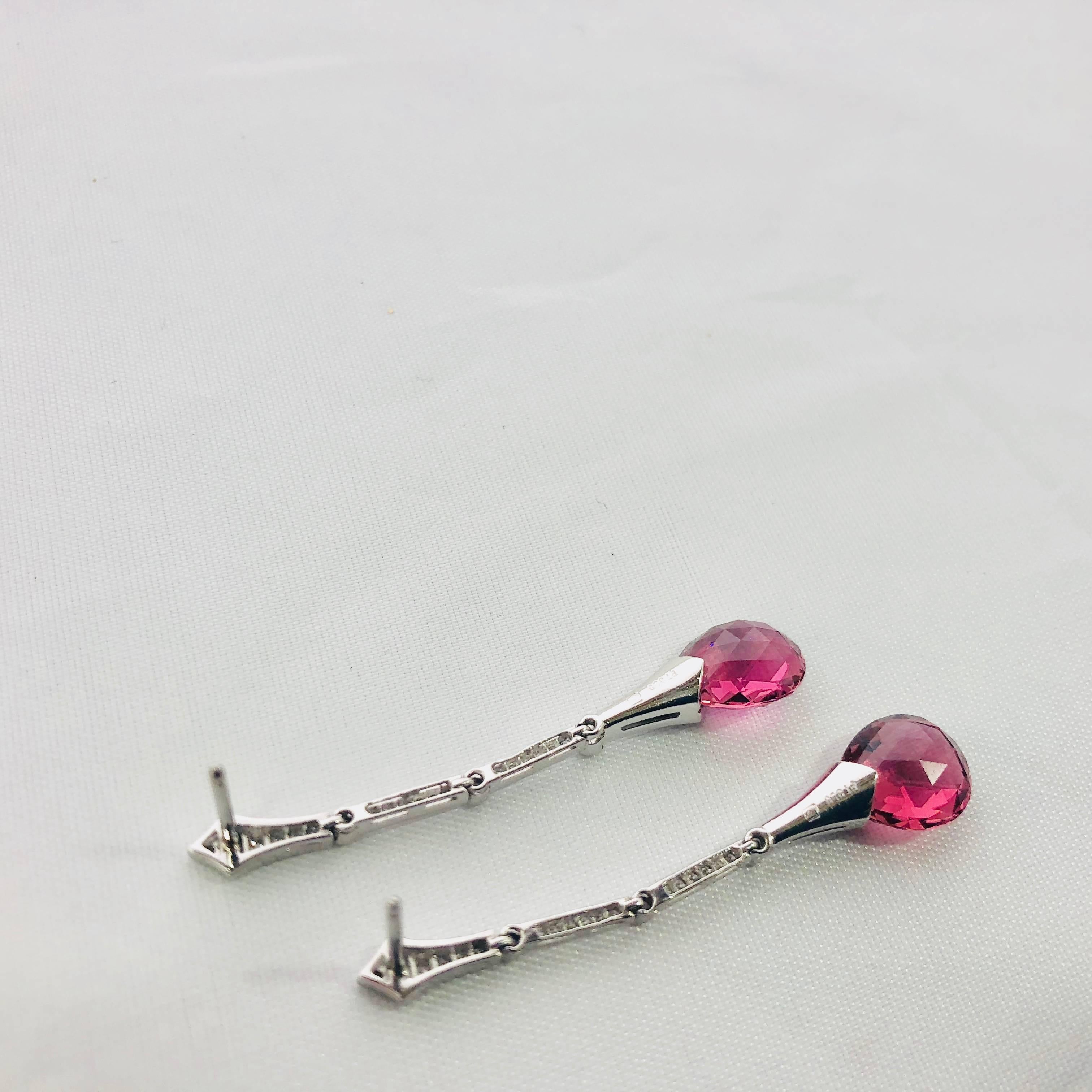 Gumuchian Diamond Pink Tourmaline Stiletto Earrings 1