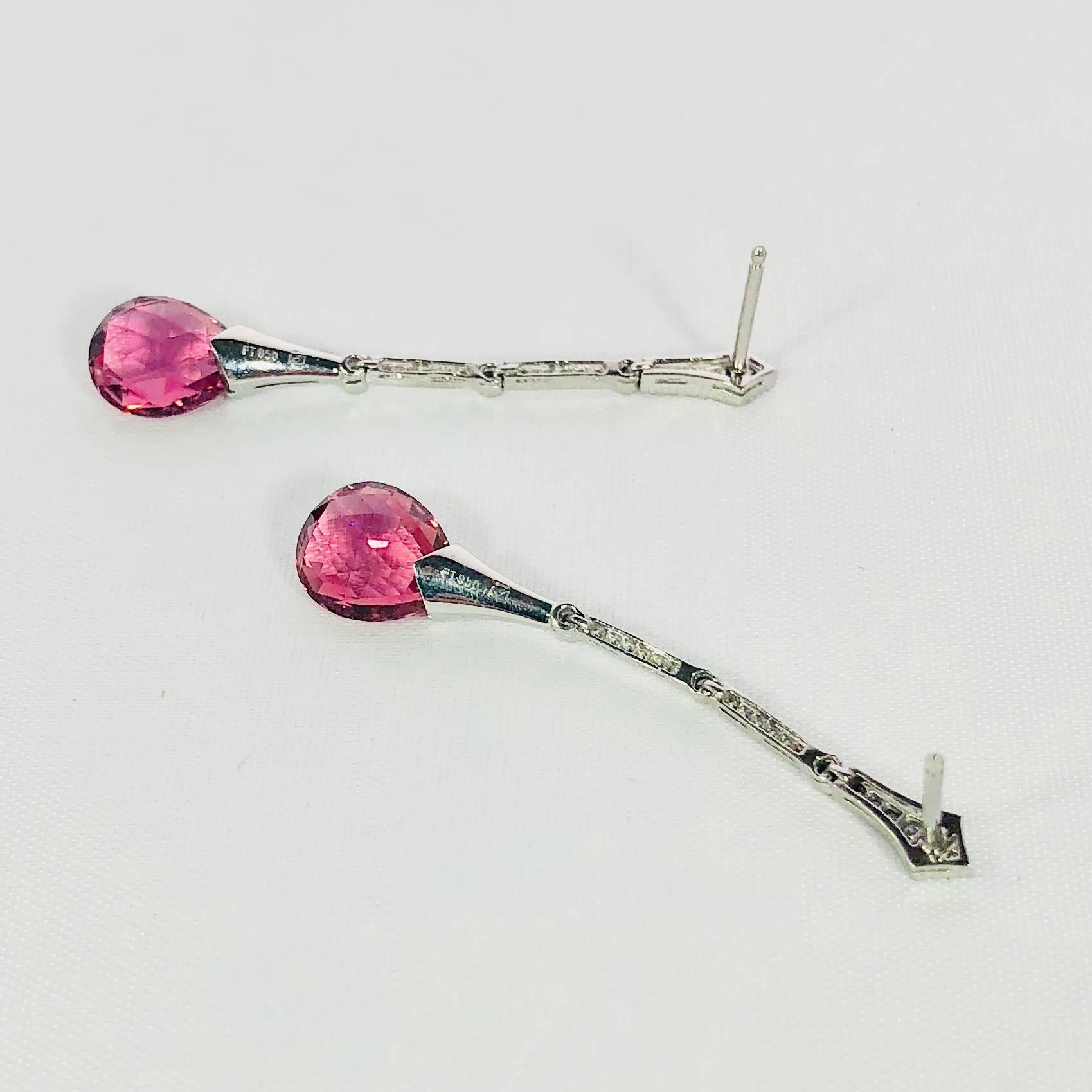 Gumuchian Diamond Pink Tourmaline Stiletto Earrings 3