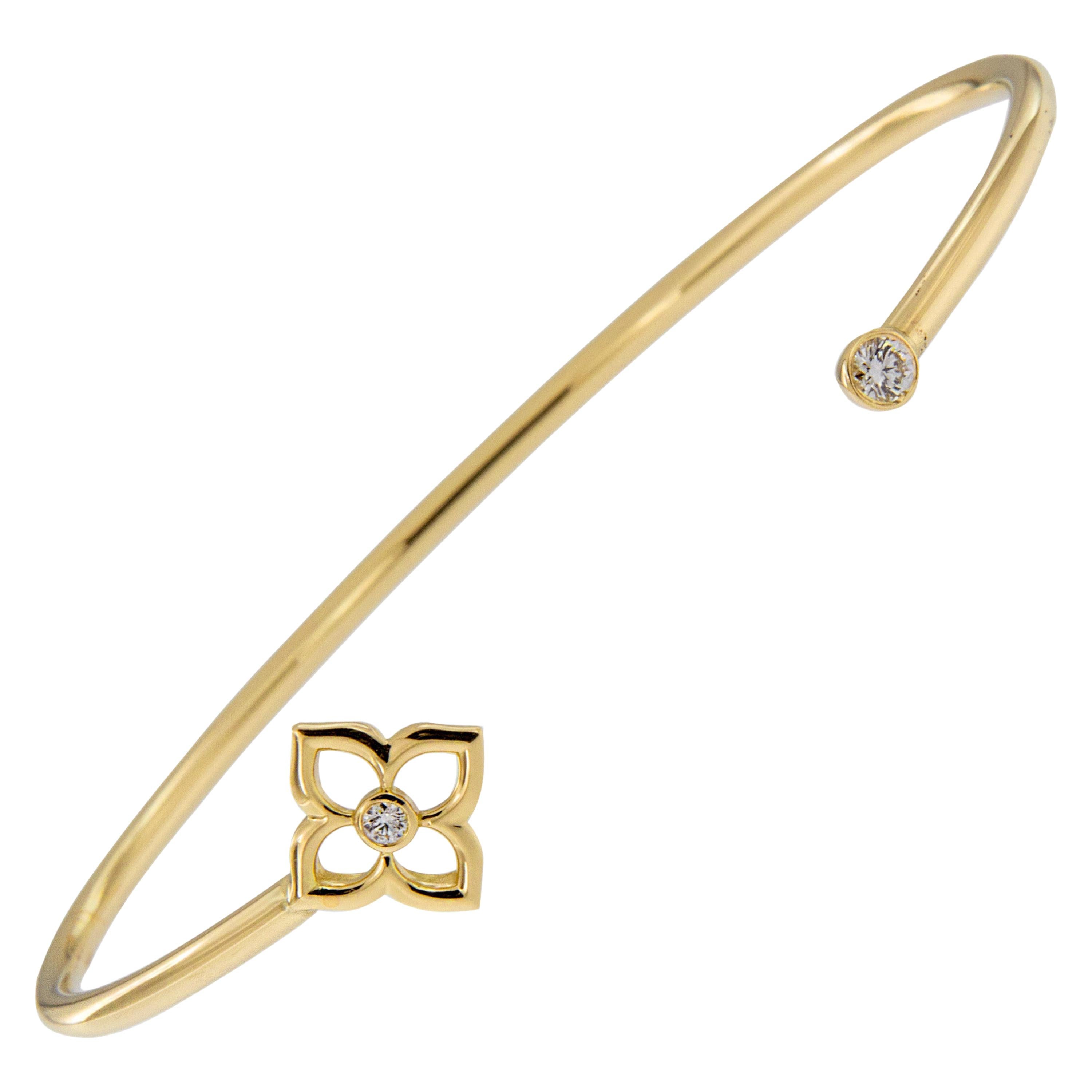 Gumuchian Diamond Gold G Boutique Lotus Cuff Bracelet For Sale
