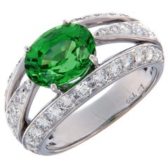 Gumuchian Tsavorite Diamond Gold Luna Ring