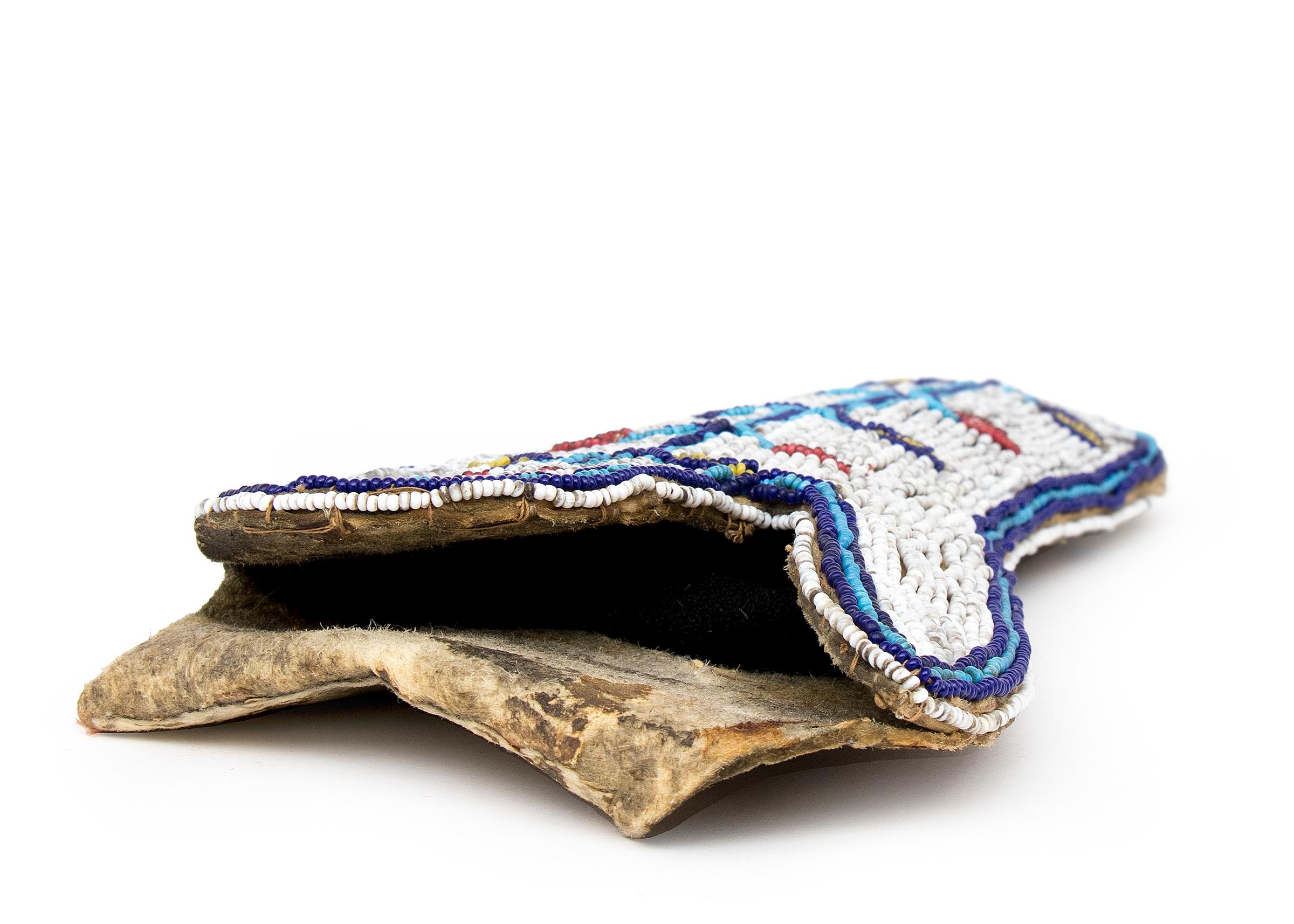 Hide Antique Sioux Gun Holster, Plains Indian Native American Beadwork, Circa 1890