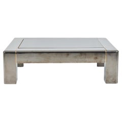 Gun Metal and Brass Coffee Table with Glass Top, Karl Springer