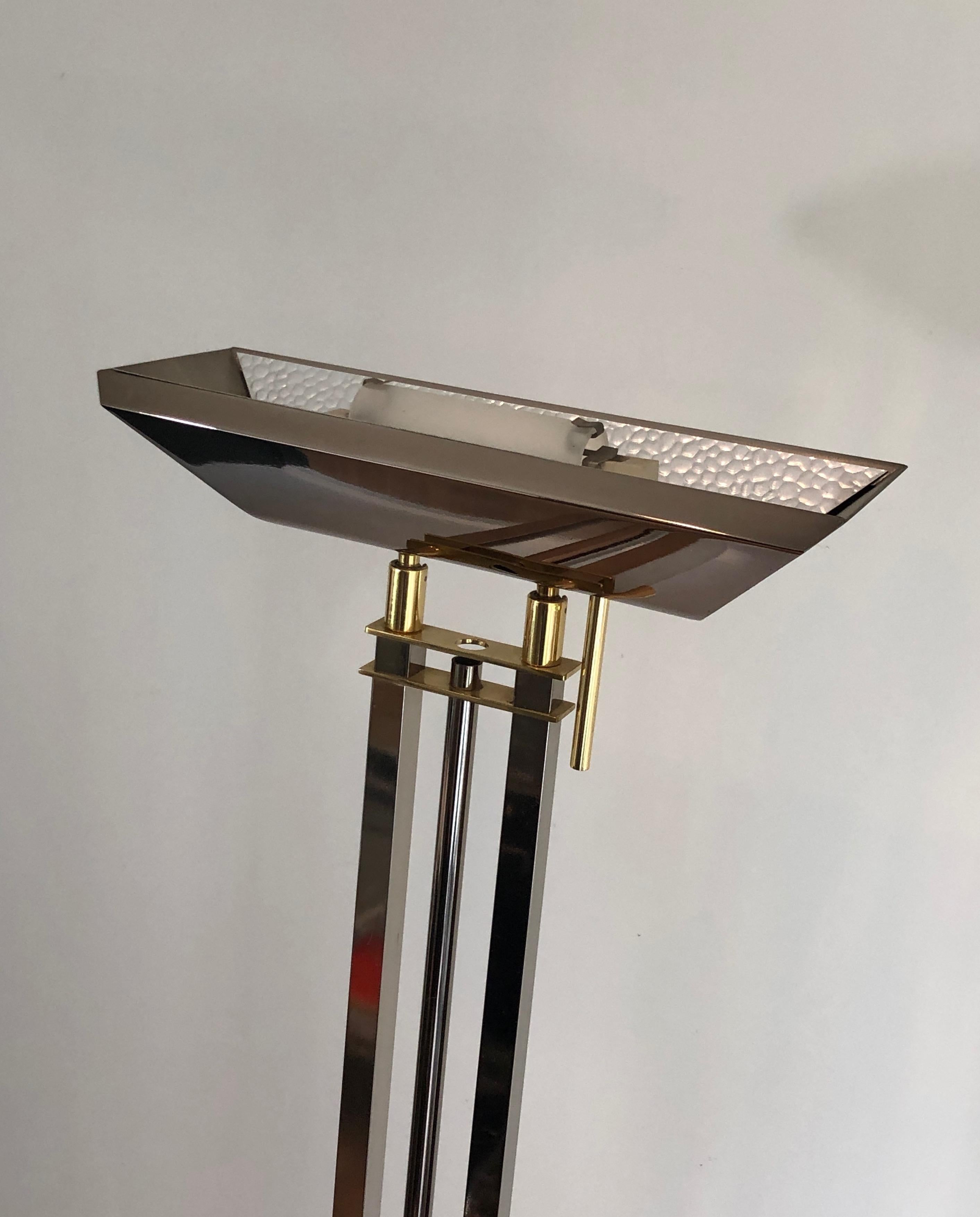 Gun Metal and Brass Floor Lamp For Sale 7