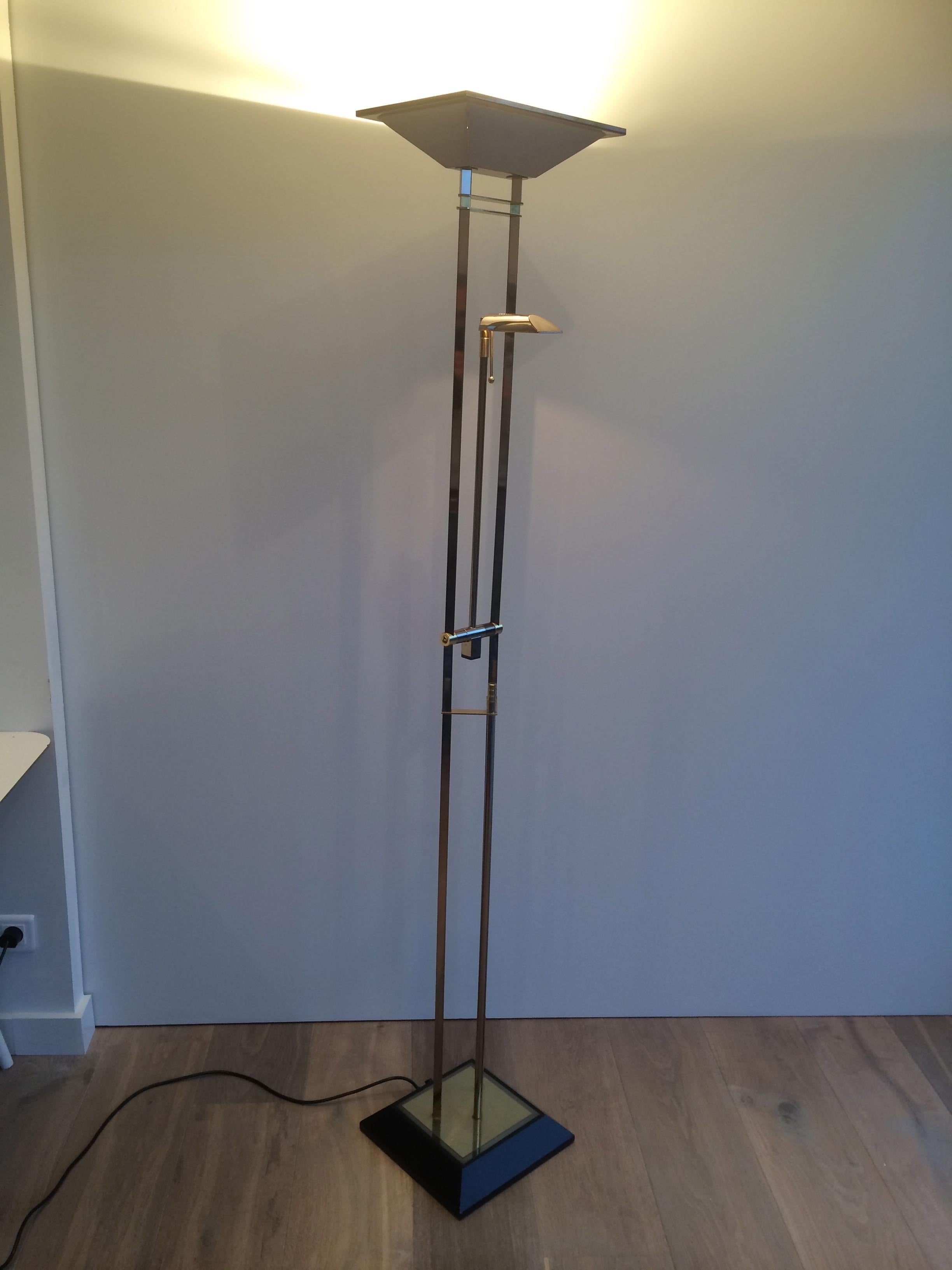 Gun Metal and Brass Floor Lamp, French Work, Circa 1970 For Sale 2