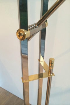 Gun Metal and Brass Floor Lamp, French Work, Circa 1970