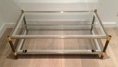 Gun Metal and Gilt Metal Coffee Table, French Work, Circa 1970