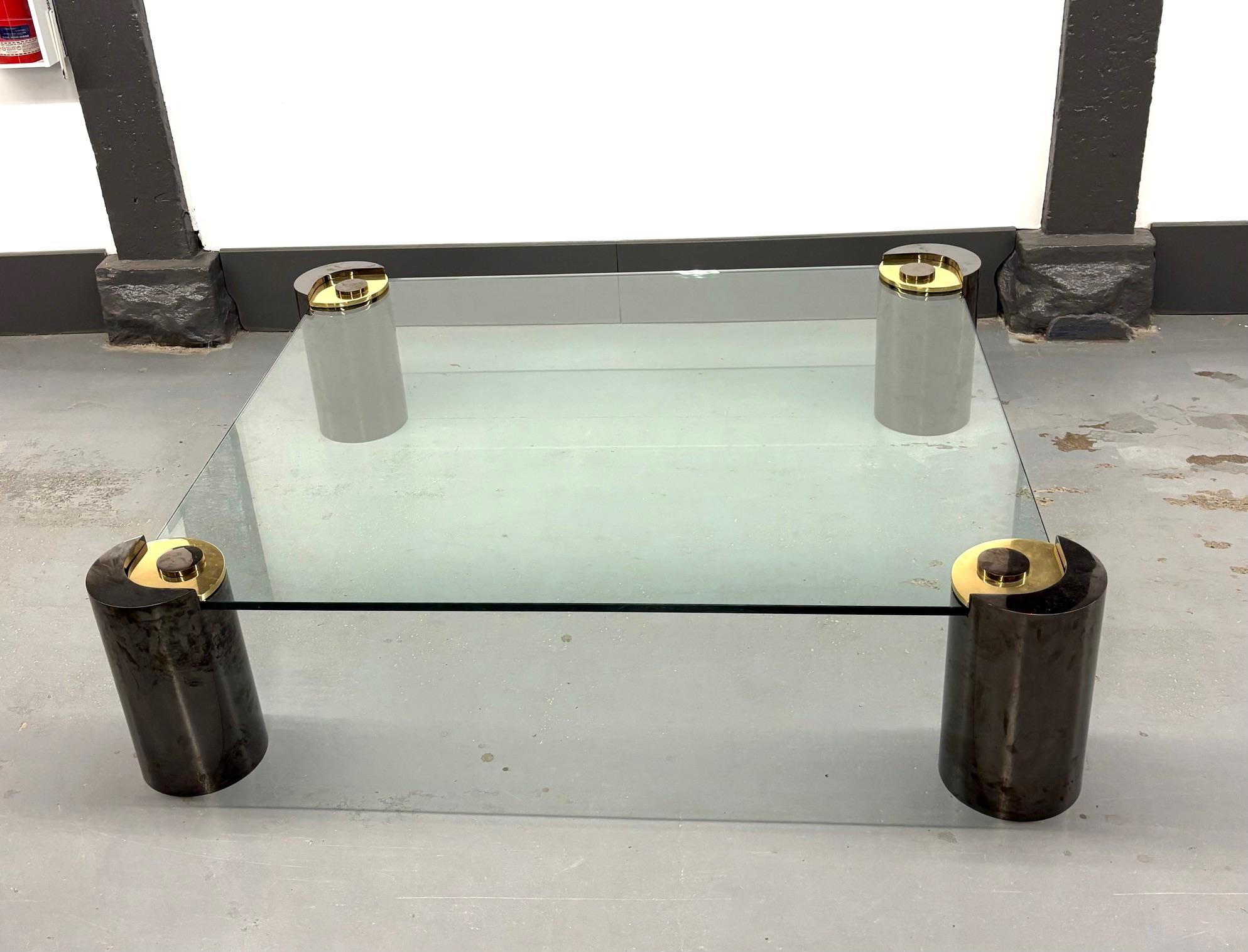 American Gun Metal Coffee Table by Karl Springer For Sale